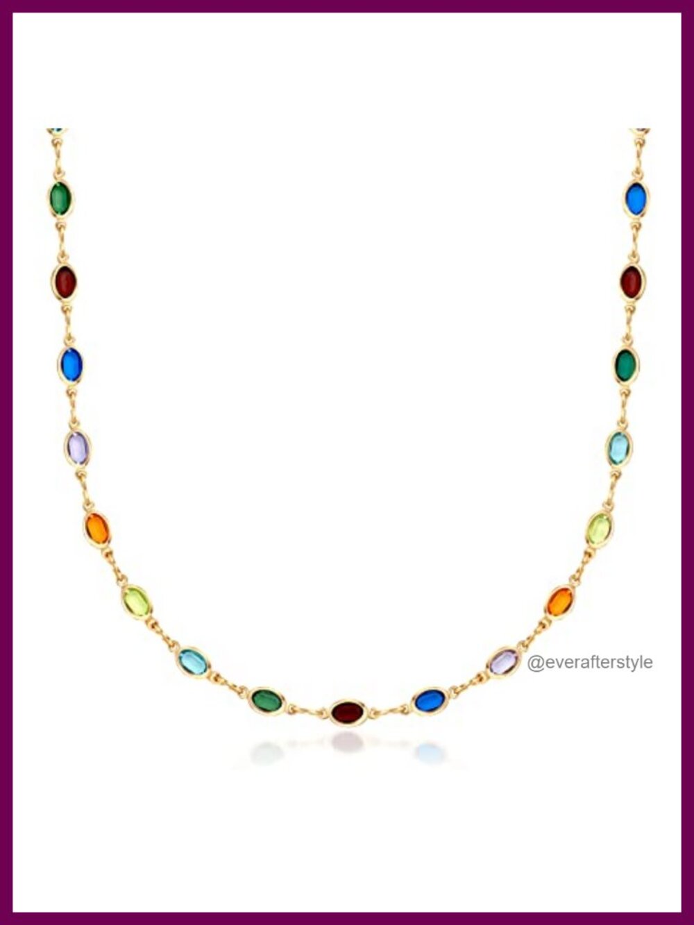 18K Gold Plated Multi-Stone Crystal Pendant Necklace 16" Cable Chain